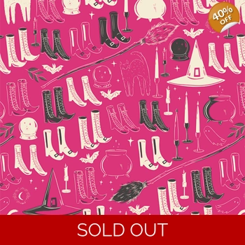 REMNANT - Art Gallery Fabrics - Sweet n Spookier - Witches Wardrobe - Berry - 31cm